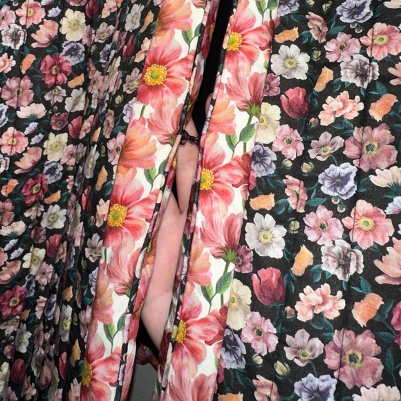 Sea New York Leslie Quilted Jacket Floral Pink Black Size Small Vintage Style - Picture 10 of 12